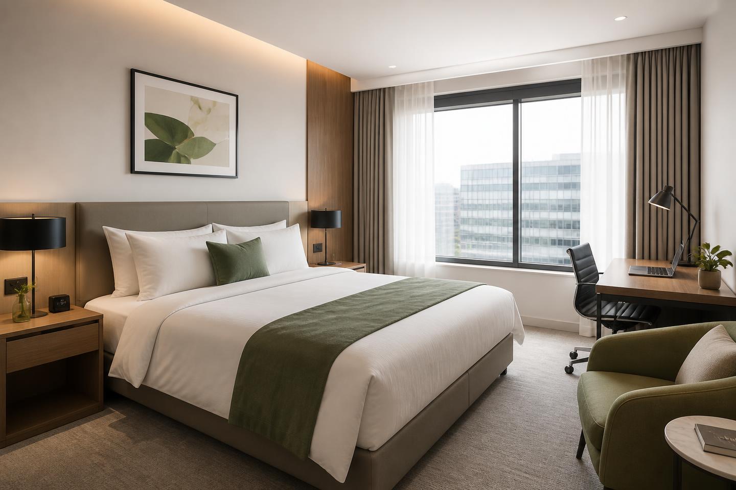 Hotel-grade bedroom in a Manchester serviced apartment for business stays