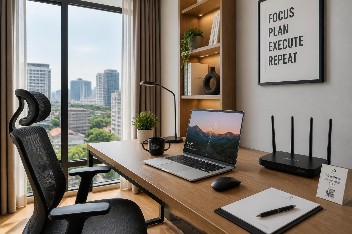 Dedicated workspace with fast Wi-Fi in a business apartment